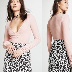Free People Cozy Up With  Me soft ribbed bodysuit long sleeve women’s size M